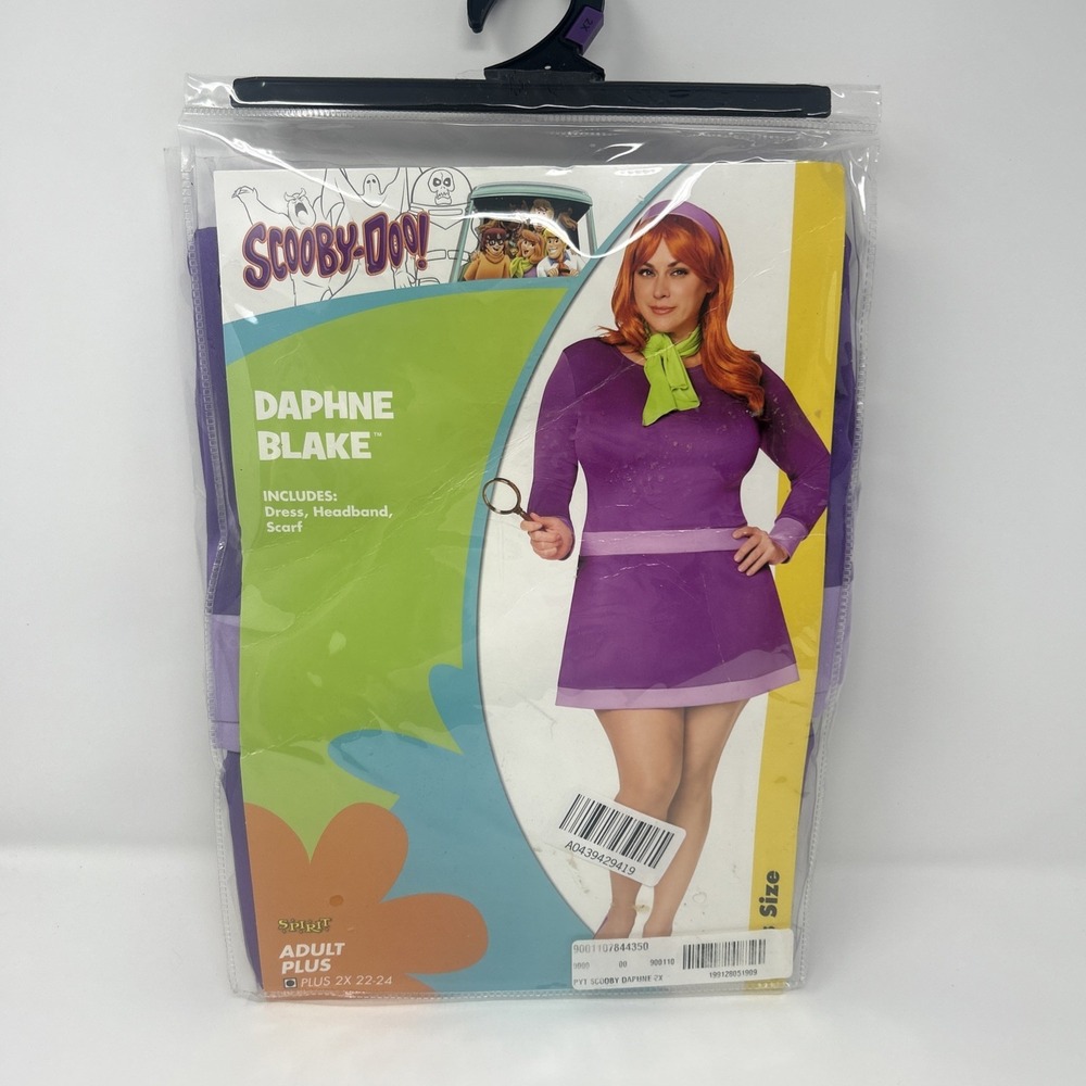 NEW Spirit Scooby-Doo Daphne Adult Plus Costume 2X Dress, Scarf, Headband